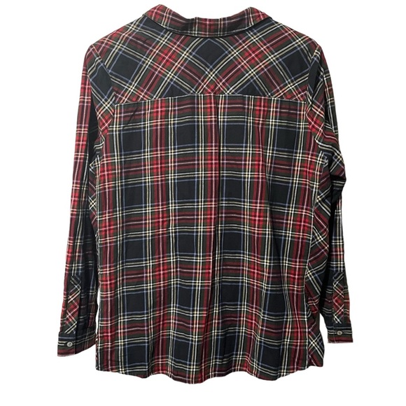 J. Jill Tartan Plaid Long Sleeve Collared Button Down Red and Black Size Large - Picture 2 of 6